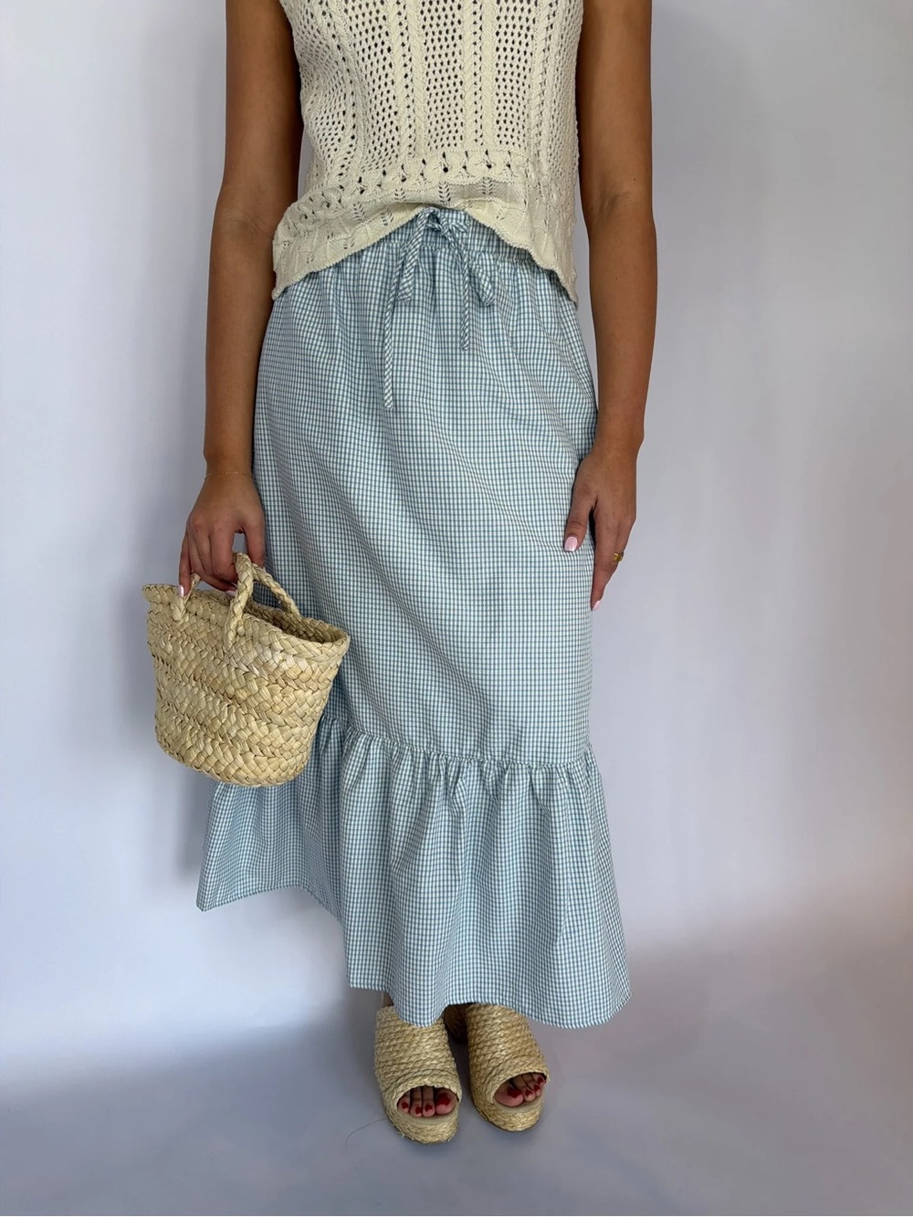 Taking Over Gingham Midi Skirt